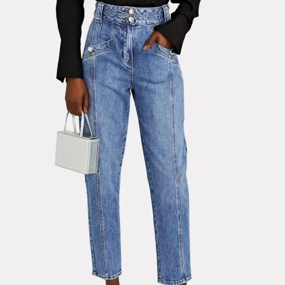 Derek Lam 10 Crosby Alexa High-Rise Tapered Denim Jeans Grey/Black Size 2 EUC - Picture 7 of 8